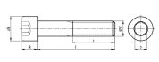 Zeskant-inbus cilinderkopschroef M8x60 ISO 4762 DIN 912 maattekening b dₖ k s