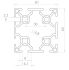 Technische tekening Aluminium Constructieprofiel 6060 60x60mm 8mm T-Sleuf Zwart maatvoering