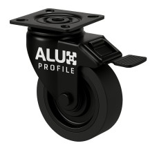 zwenkwiel 100 mm zwart met rem plaat