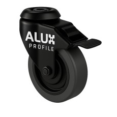 zwenkwiel 50 mm zwart met rem